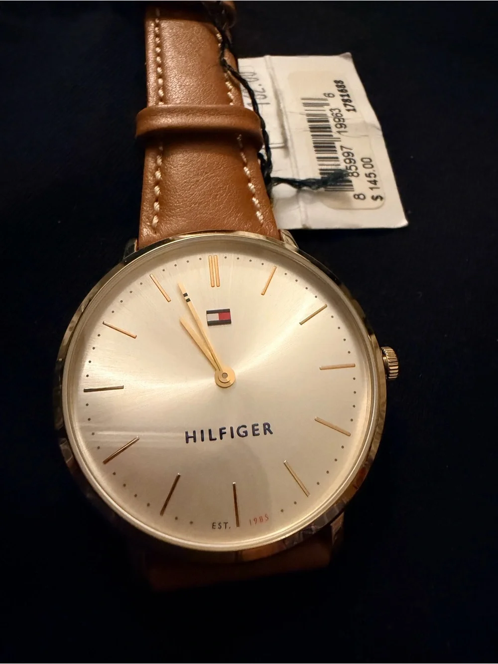 Tommy Hilfiger Men's Gold Case Brown Leather Strap Watch